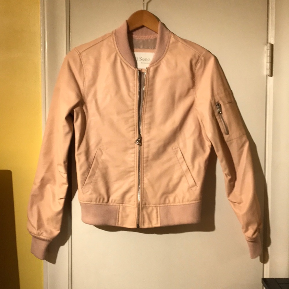 Ci Sono pink leather flight jacket small